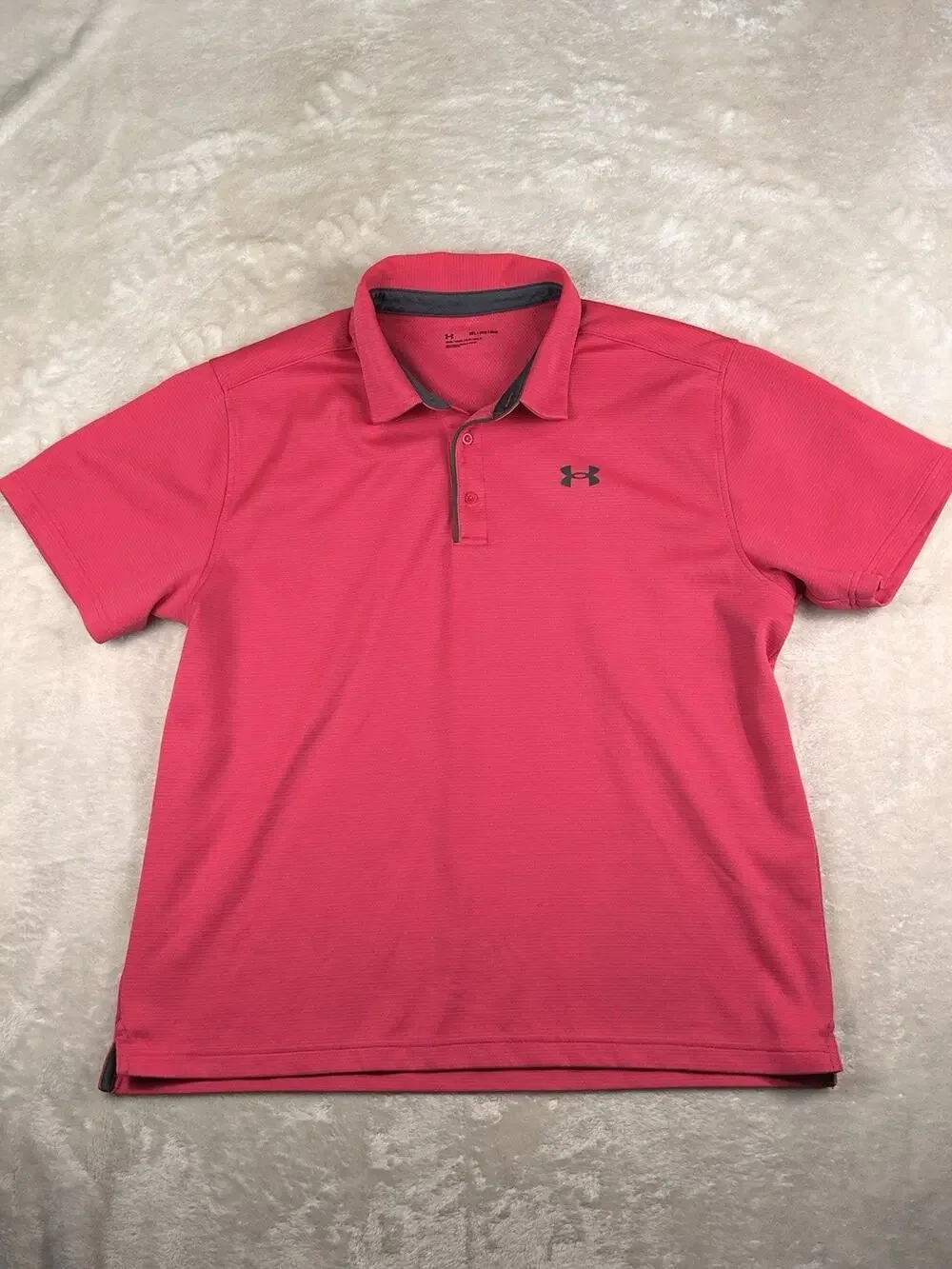 Under Armour Mens Pink Performance Polo Shirt XXL Short Sleeve Loose Fit Golf